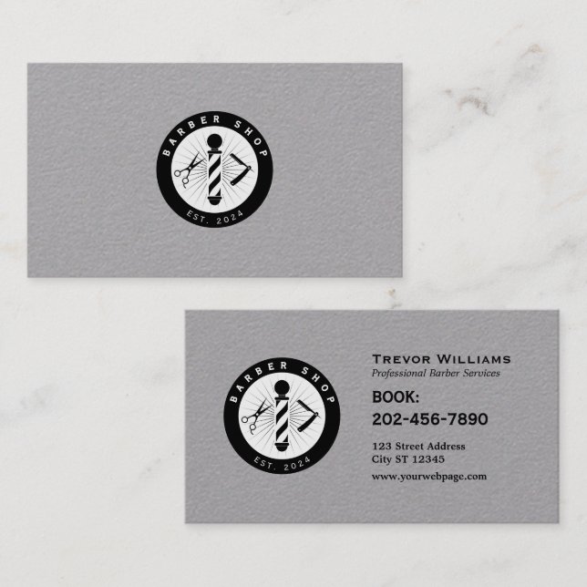 Barber logo sign professional barbershop  business card (Front/Back)