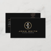 Barber Logo with Straight Razor & Barber Pole Business Card (Front/Back)