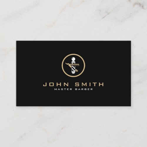 Barber Logo with Straight Razor  Barber Pole Business Card