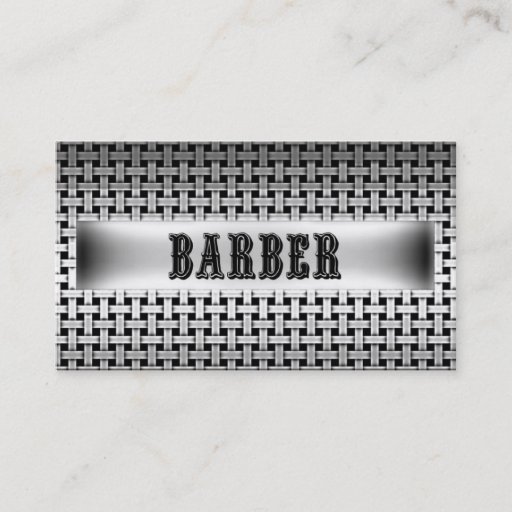 Customizable Barber Metal Look Business Card