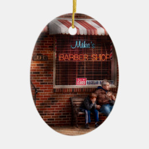 Barber - Metuchen, NJ - Waiting for Mike Ceramic Ornament