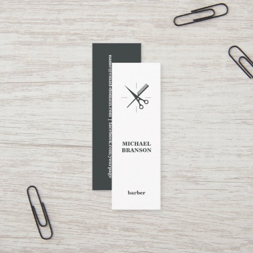 Barber Minimalist Vertical Scissor Comb Mini Business Card
