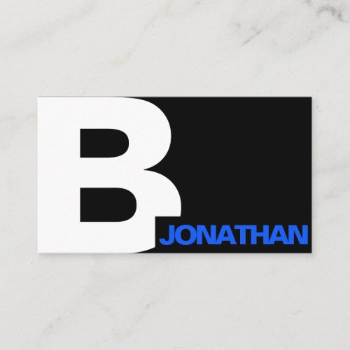 Barber Modern Bold Typography Initial Black White Business Card