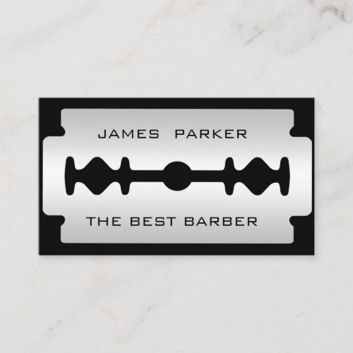 Barber Modern Razor Blade Logo Hair Stylist Business Card
