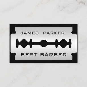 Barber Modern Razor Blade Logo Hair Stylist Business Card
