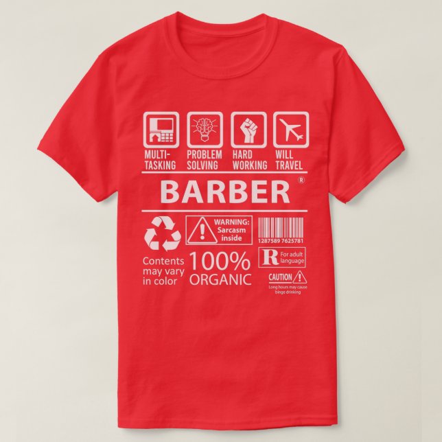 Barber MultiTasking Certified Job Gift Item T-Shirt (Design Front)