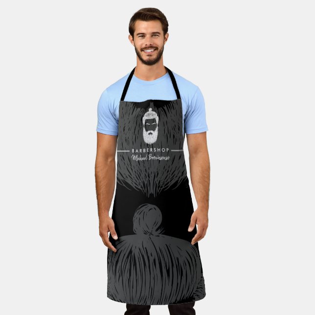 Barber Mustache Beard Hair Illustration Apron (Worn)
