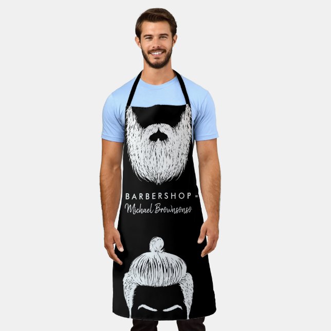 Barber Mustache Beard Hair Salon Apron (Worn)