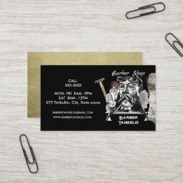 Barber Mustache Gold Black Professional Business Card
