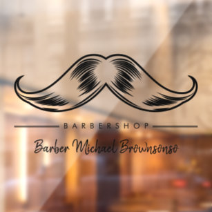 Barber Mustache Logo Simple Window Cling