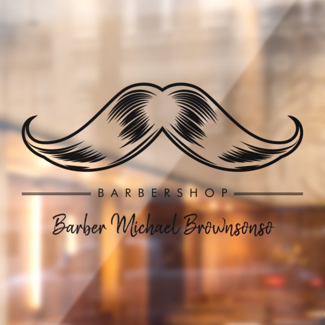 Barber Mustache Logo Simple Window Cling (Sheet 2)