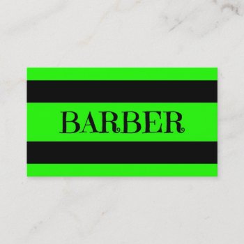 Barber Neon Green Business Card by businessCardsRUs at Zazzle