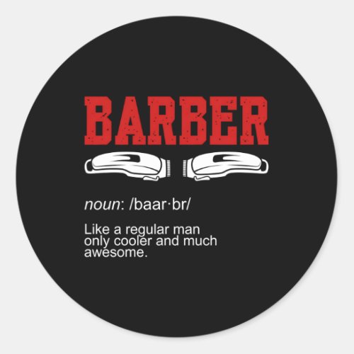 Barber Noun Classic Round Sticker