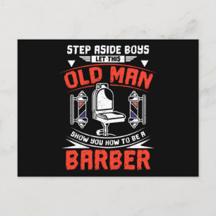 Barber Old Man Postcard
