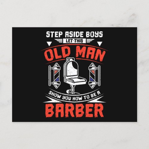 Barber Old Man Postcard