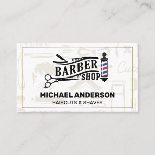 Barber Pole and Tools Pattern Business Card