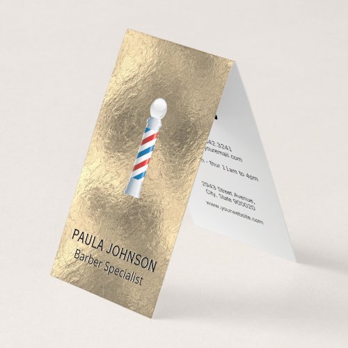 Barber Pole Appointment Gold Foil Background Business Card