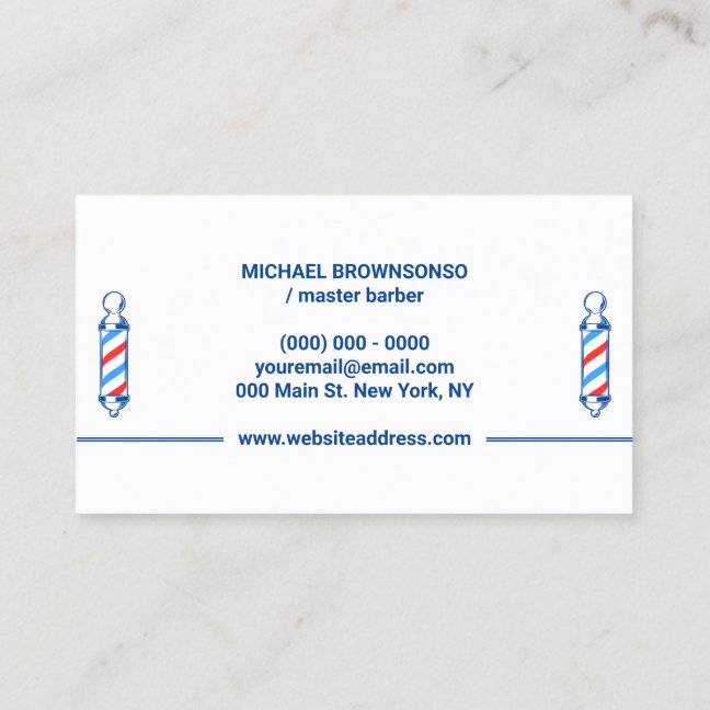Barber Pole Appointment Logo Business Card