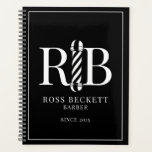 Barber Pole Barber Black White Appointment  Planner<br><div class="desc">A unique black and white barber appointment planner or calendar with a barbers initials and barber's pole symbol of the trade. A handsome monogram style for a hairstylist and barber. Simply add your own initials. If you would like to change the color of the initials or the font, click on...</div>