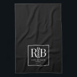 Barber Pole Barber Hair Stylist Black White Kitchen Towel<br><div class="desc">A unique black and white barber business towel (kitchen size) with a barbers initials and barber's pole symbol of the trade with white type. A handsome monogram style for a hairstylist and barber. Simply add your own initials. If you would like to change the color of the initials or the...</div>