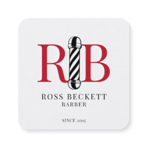 Barber Pole Barber Hair Stylist  Square Business C Card