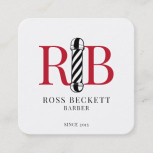 Barber Pole Barber Hair Stylist  Square Business C Card
