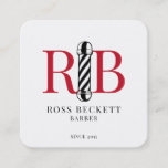 Barber Pole Barber Hair Stylist  Square Business C Square Business Card at Zazzle