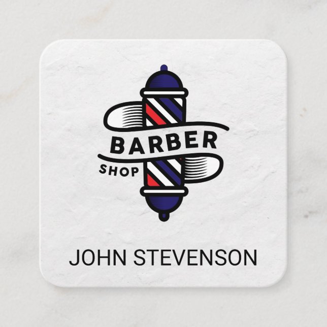 Barber Pole | Barber Shop | Wood Square Business Card (Front)