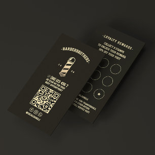 Barber Pole Black Classic Barbershop Haircut Loyalty Card