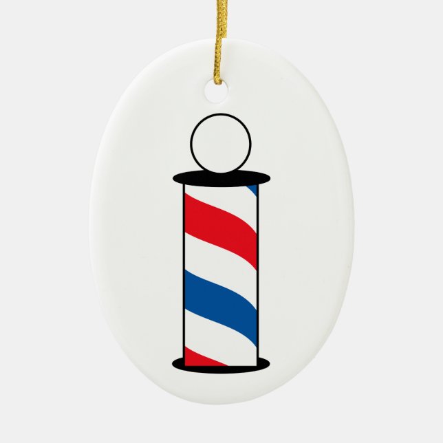 Barber Pole Ceramic Ornament (Front)