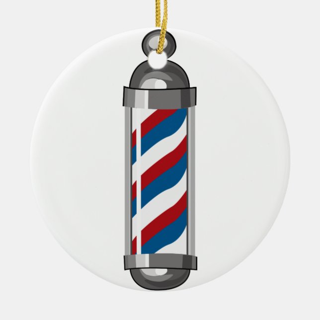 Barber Pole Ceramic Ornament (Front)