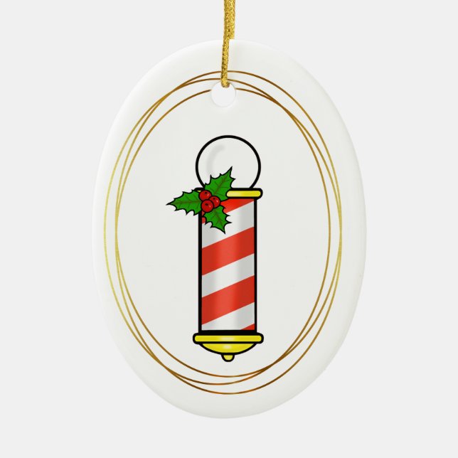 Barber Pole Christmas Ornament (Front)