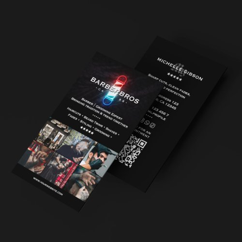 Barber Pole Classic Modern Black Barbershop Business Card