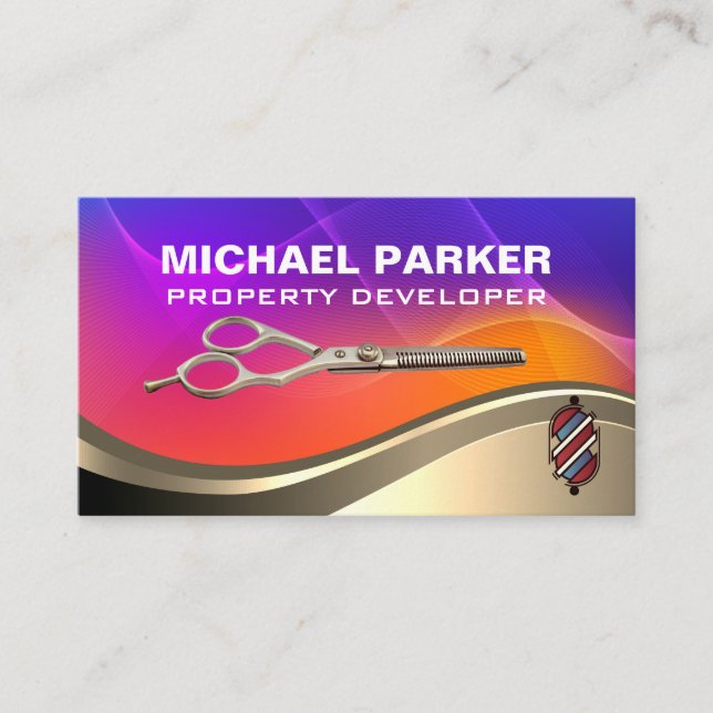 Barber Pole | Colorful Abstract Gradient Business Card (Front)