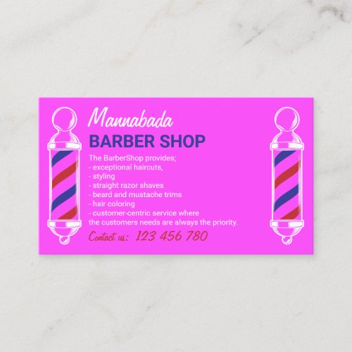 Barber Pole custom photo pink Business Card