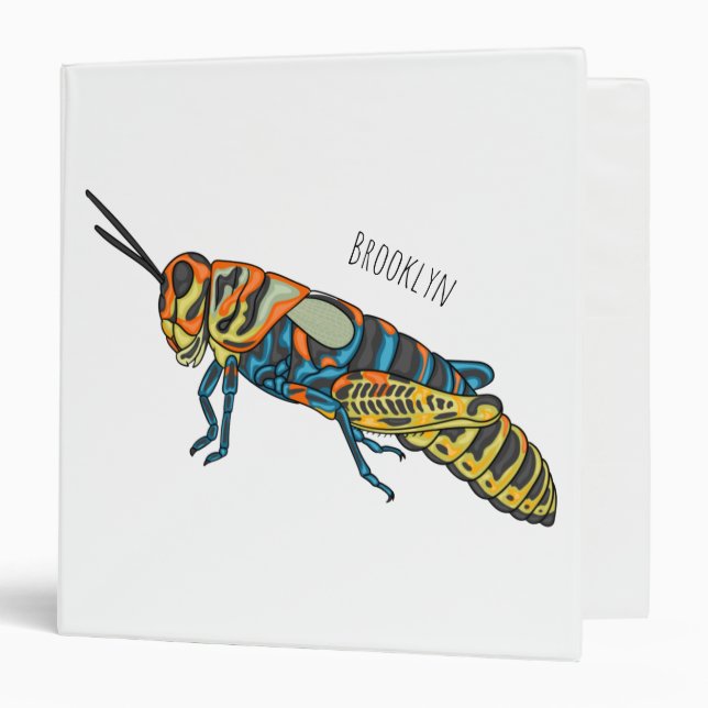 Barber pole grasshopper cartoon illustration  3 ring binder (Front/Inside)