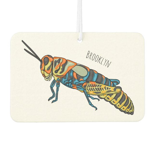 Barber pole grasshopper cartoon illustration  air freshener (Front)