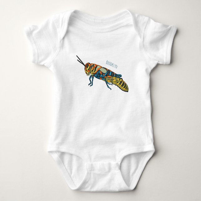 Barber pole grasshopper cartoon illustration  baby bodysuit (Front)