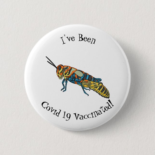 Barber pole grasshopper cartoon illustration  button (Front)