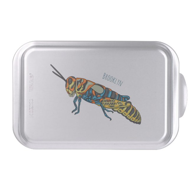 Barber pole grasshopper cartoon illustration  cake pan (Front)