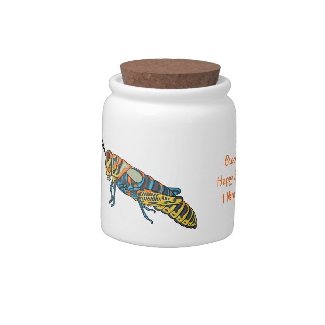 Barber pole grasshopper cartoon illustration  candy jar (Left)