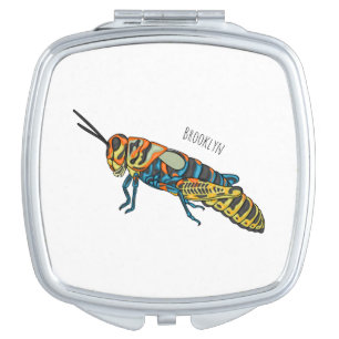 Barber pole grasshopper cartoon illustration  compact mirror