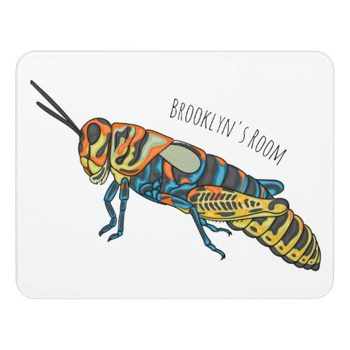 Barber pole grasshopper cartoon illustration  door sign