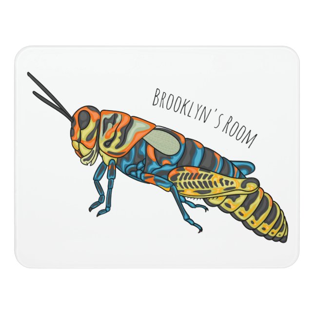 Barber pole grasshopper cartoon illustration  door sign (Contemporary Front)