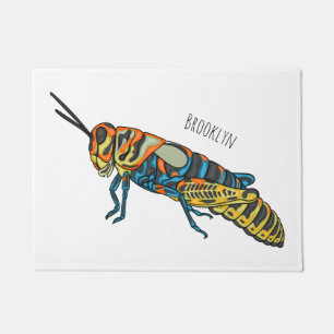 Barber pole grasshopper cartoon illustration doormat