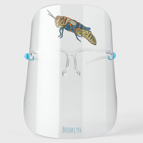 Barber pole grasshopper cartoon illustration  face shield