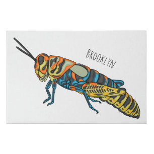 Barber pole grasshopper cartoon illustration faux canvas print