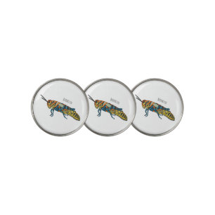 Barber pole grasshopper cartoon illustration golf ball marker