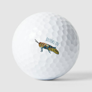 Barber pole grasshopper cartoon illustration golf balls