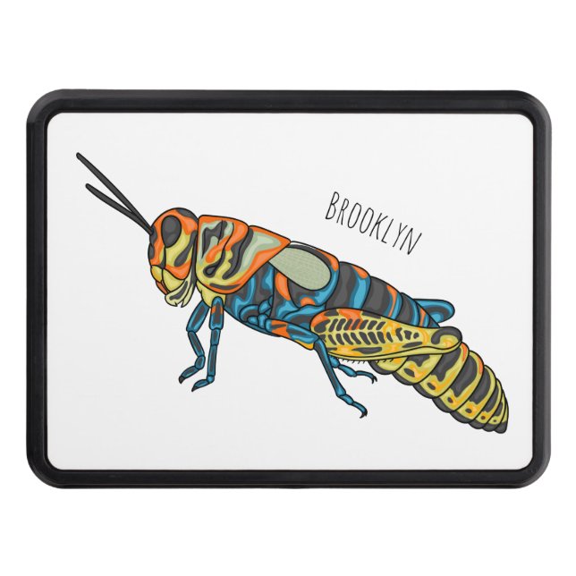 Barber pole grasshopper cartoon illustration  hitch cover (Front)